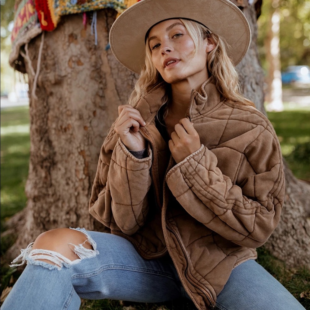 Free People Toasted Coconut Dolman Quilted Jacket!